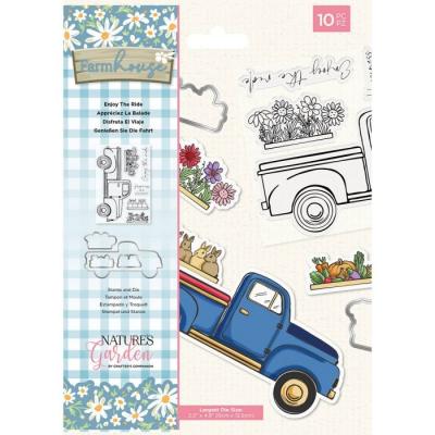 Crafter's Companion Farmhouse Clear Stamps & Die - Enjoy The Ride